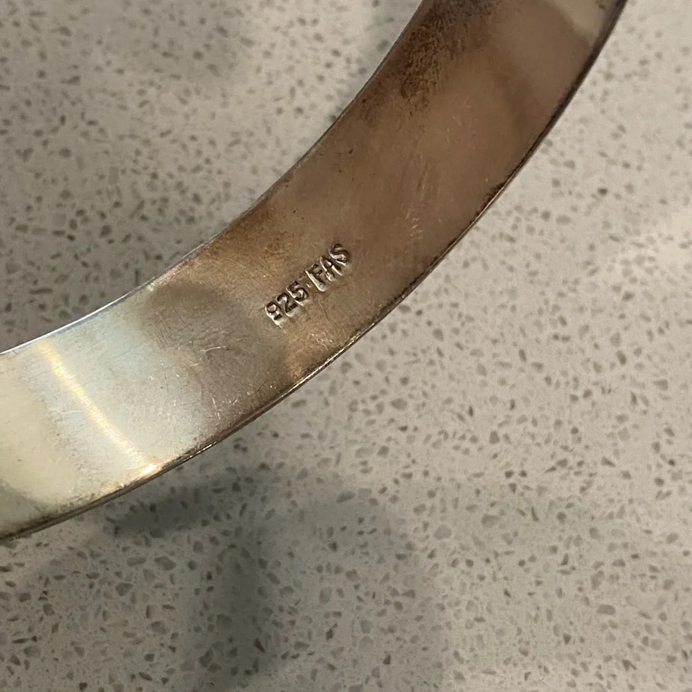 Vintage Sterling Silver Floral Bangle Bracelet Feminine Quiet Luxury - Picture 2 of 9